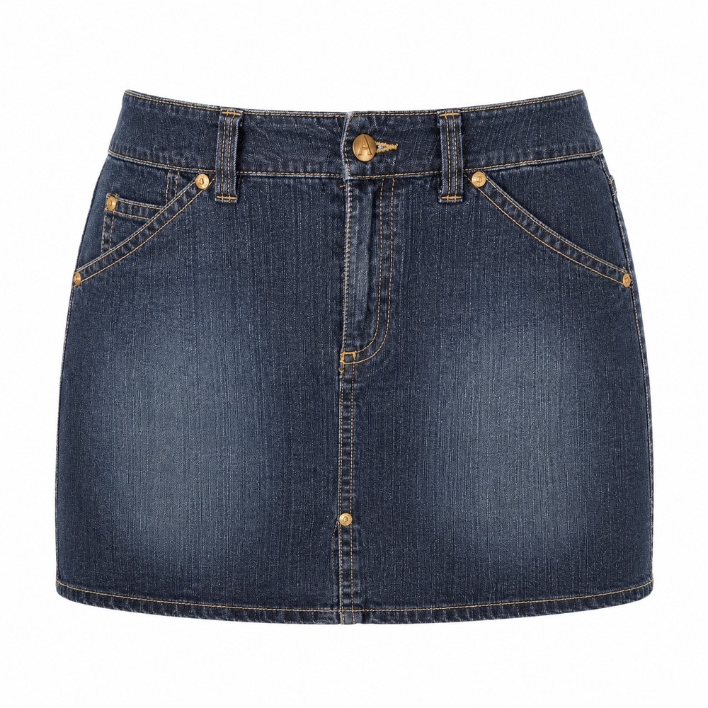 A Line Jeans Skirt 14 Cotton Denim Y2K Dark Wash Mini Indie Sleaze Stretch